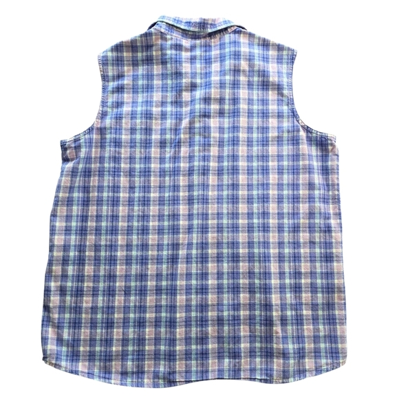 Disney's Winnie the Pooh Eeyore Sleeveless Plaid Cotton ButtonShirt, Women 14/16 - Picture 5 of 9